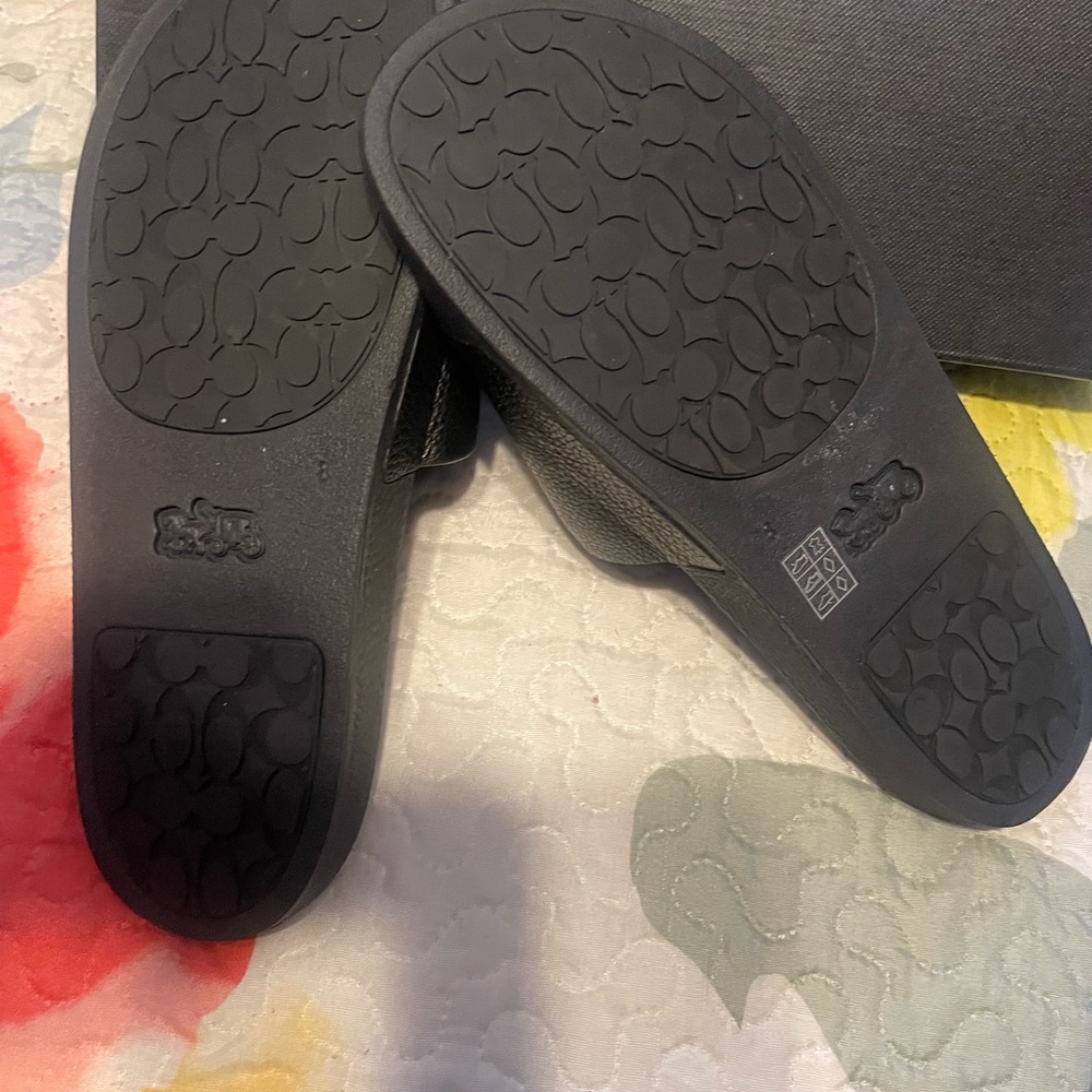 Coach Black Slide Sandals with Logo Print - Picture 4 of 5